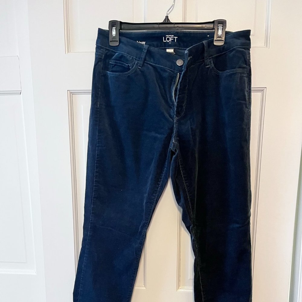 Ann Taylor Loft Women's Curvy Skinny Blue Velvet Jeans, Size 10
